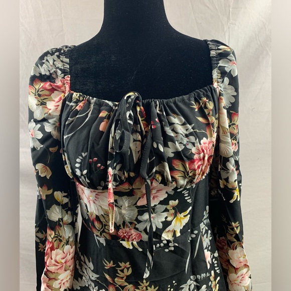 Boho French Floral Print Split Thigh Dress - Picture 7 of 10